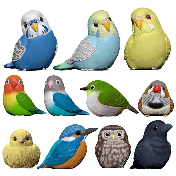 ตุ๊กตานกสีดำของเล่นตกแต่งรูปปั้นนกกระเต็นสีทองน่ารักของแท้