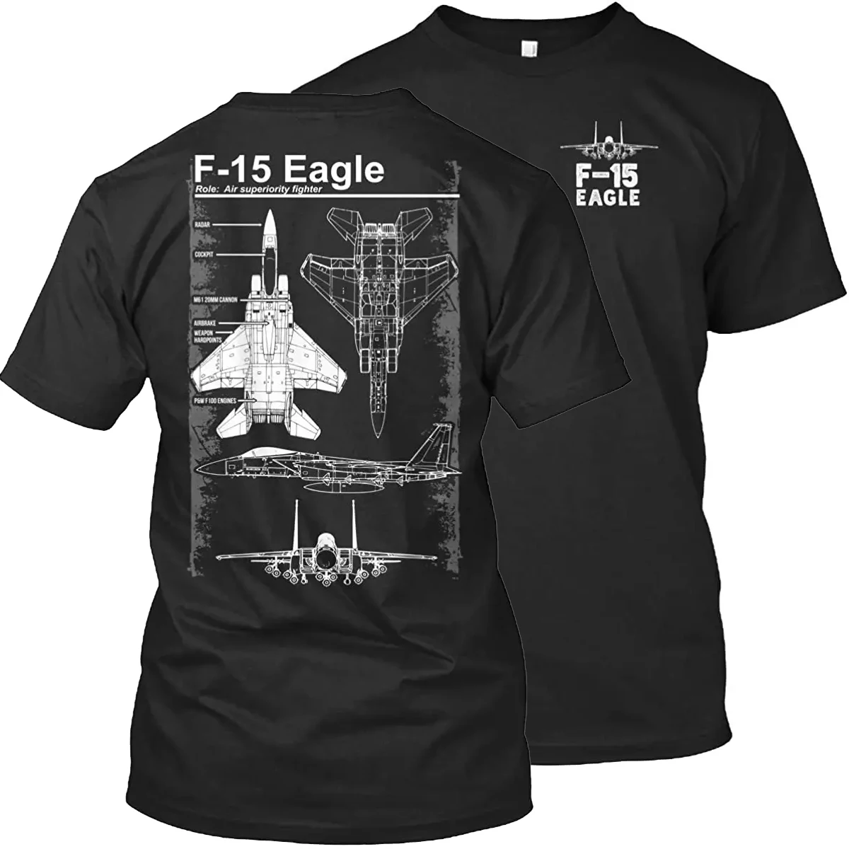 F-15 Eagle Strike Fighter Blueprint T-Shirt 100% Cotton O-Neck Summer Short Sleeve Casual Mens T-shirt Size S-3XL