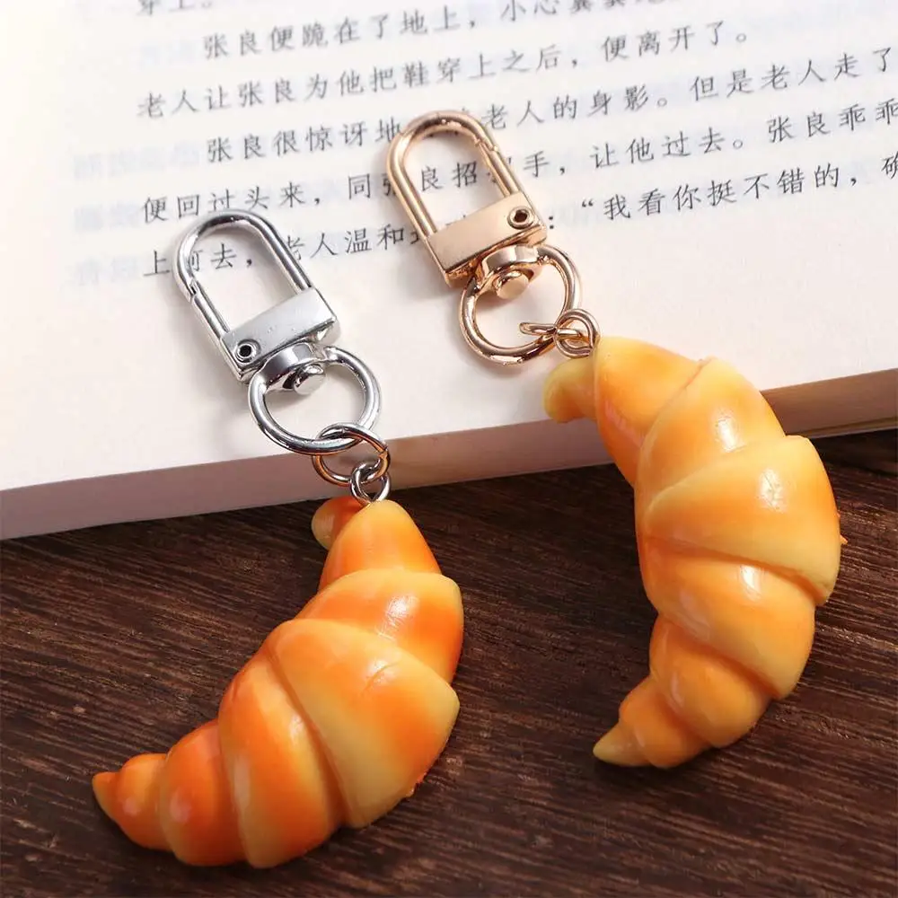 Children Gifts Keyring Croissant Keychain Funny Creative Simulation Food Toy Cartoon Cute Food Model Pendant Earphone Case