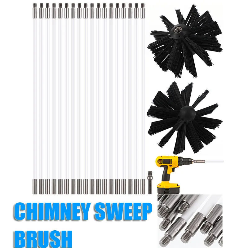 

18 Pcs Pipe Cleaning Brush Chimney Pipes Pipeline Sweep Rods Cleaner Nylon Travel Chimney Sweep Kit Grouting Brushes Nylon