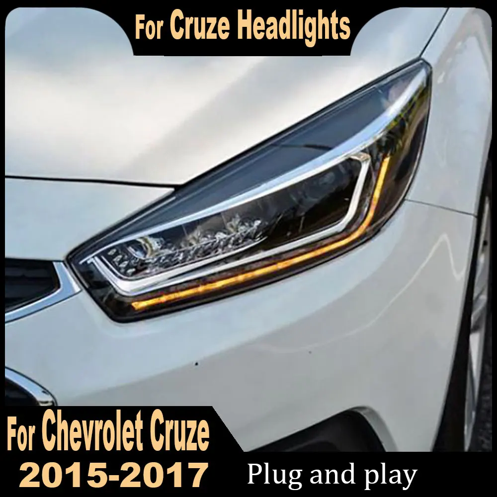 

car Head Lamp for Chevrolet Cruze LED Headlight 2015 2016 2017 Headlights C DRL Turn Signal High Beam Angel Eye Projector Lens