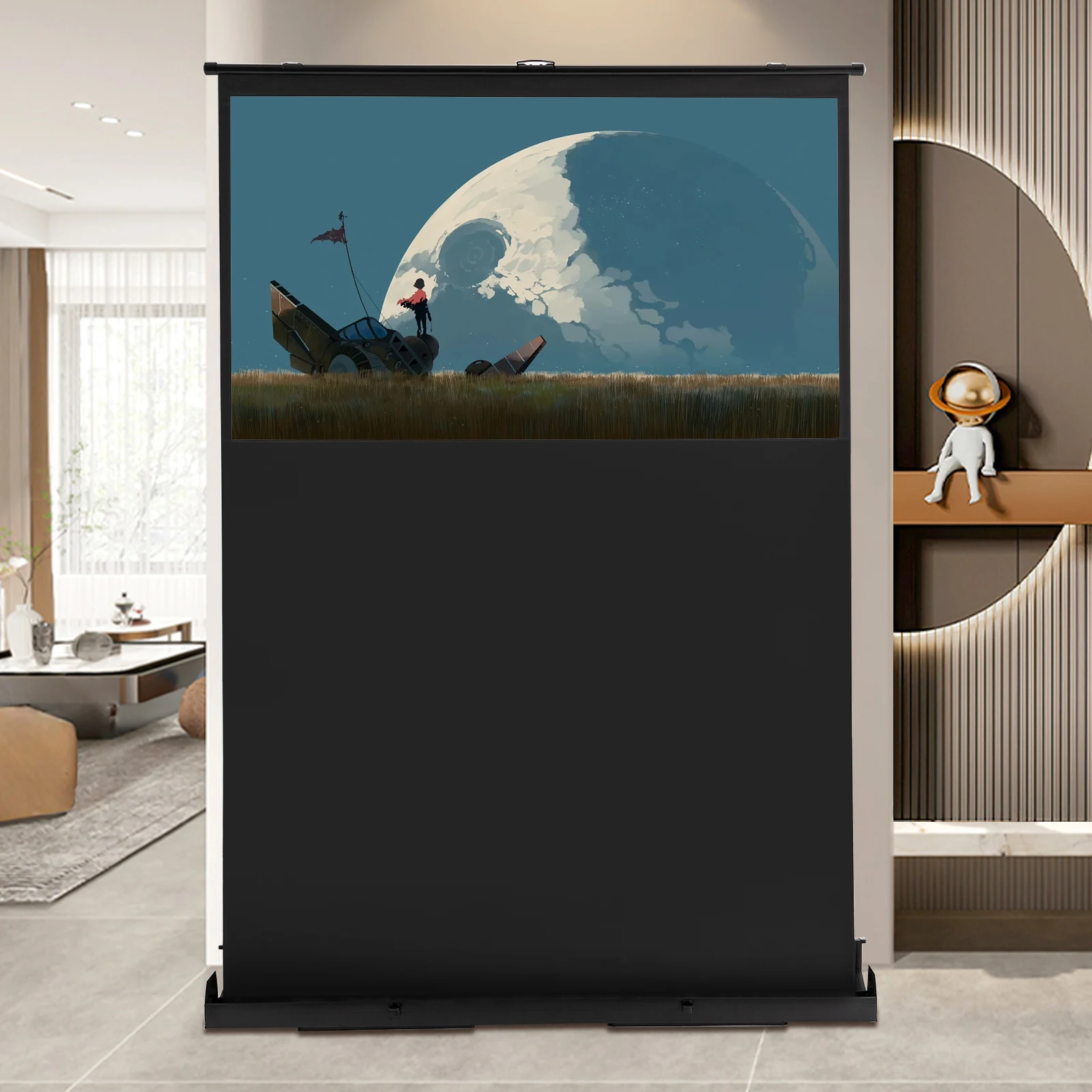 Pull-Screen-Projektion auf dem Boden um 60" 16:9 Pull-up-Projektionsleinwand Tragbare Projektionsleinwand zum Teilen von HD-Aufnahmen – Detail 14