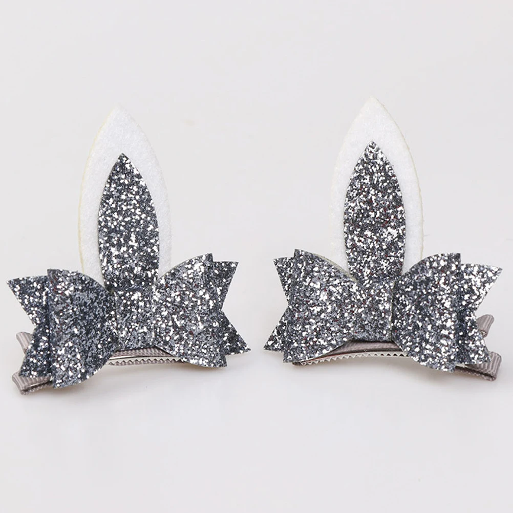 

6 Pairs Bunny Ear Hair Clip Clips Styling Accessories Sequin Barrette Animal Rabbit Barrettes Glitter Hairpin