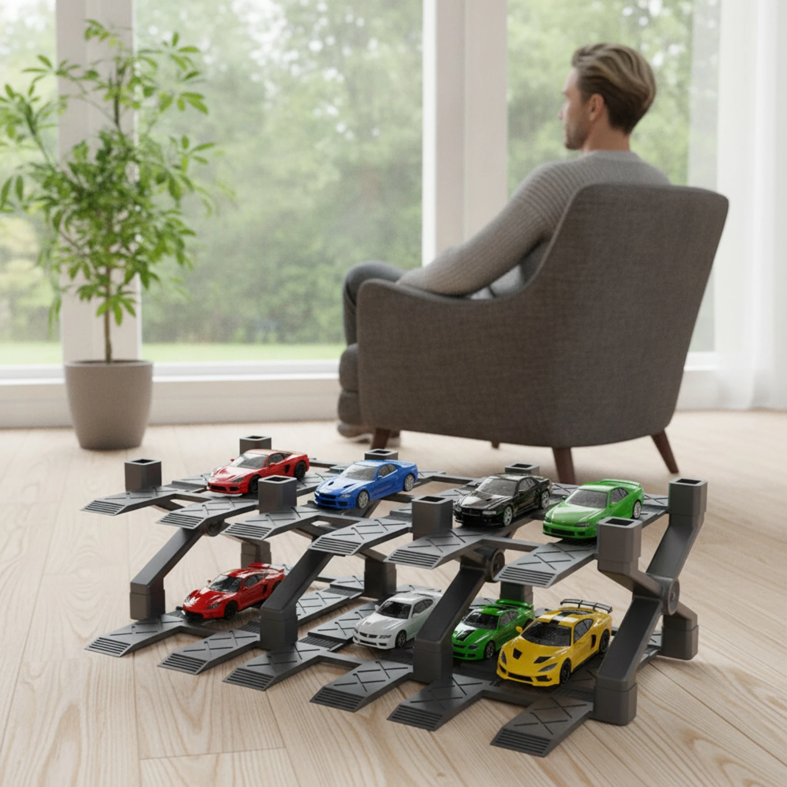 display-rack-with-wheel-blocks-matte-model-car-display-organizer-toy-car-garage-modular-interlocking-for-collectors-desk