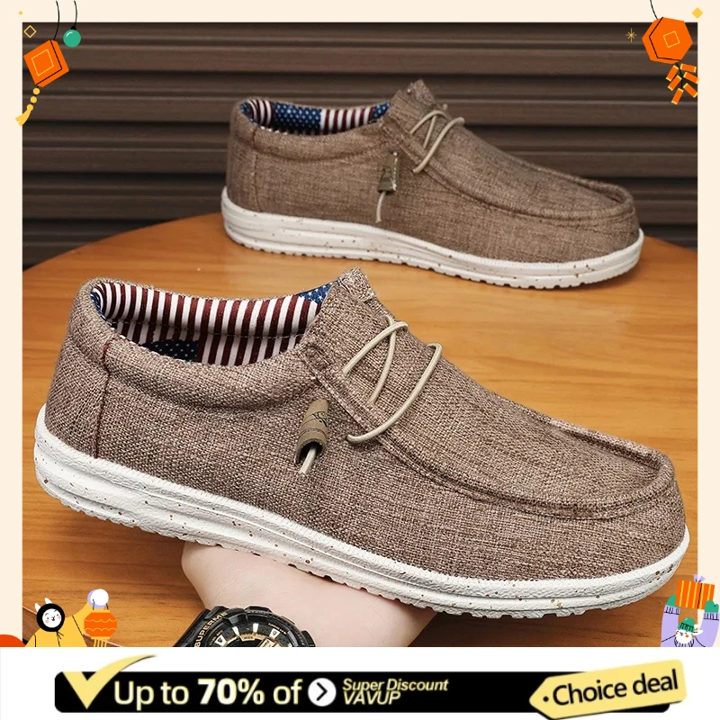 Brand Men Casual Shoes Fashion Denim Canvas Shoes Breathable Men Walking Flat Shoes Outdoor Large Size Light Men's Shoes Loafers