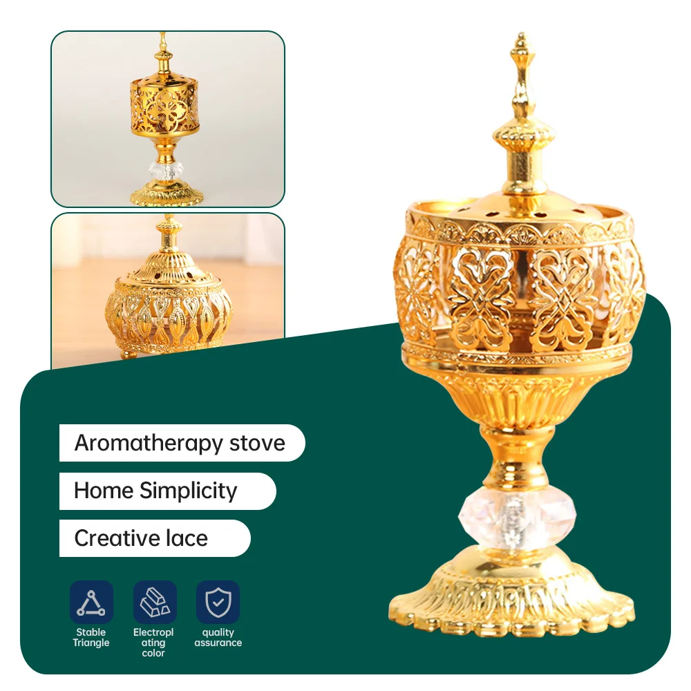 Lace Incense Burner Eid Ramadan Mubarak Arabic Luxury Censer Metal Golden Stove Bakhoor Incense Censer Holder Home Decoration