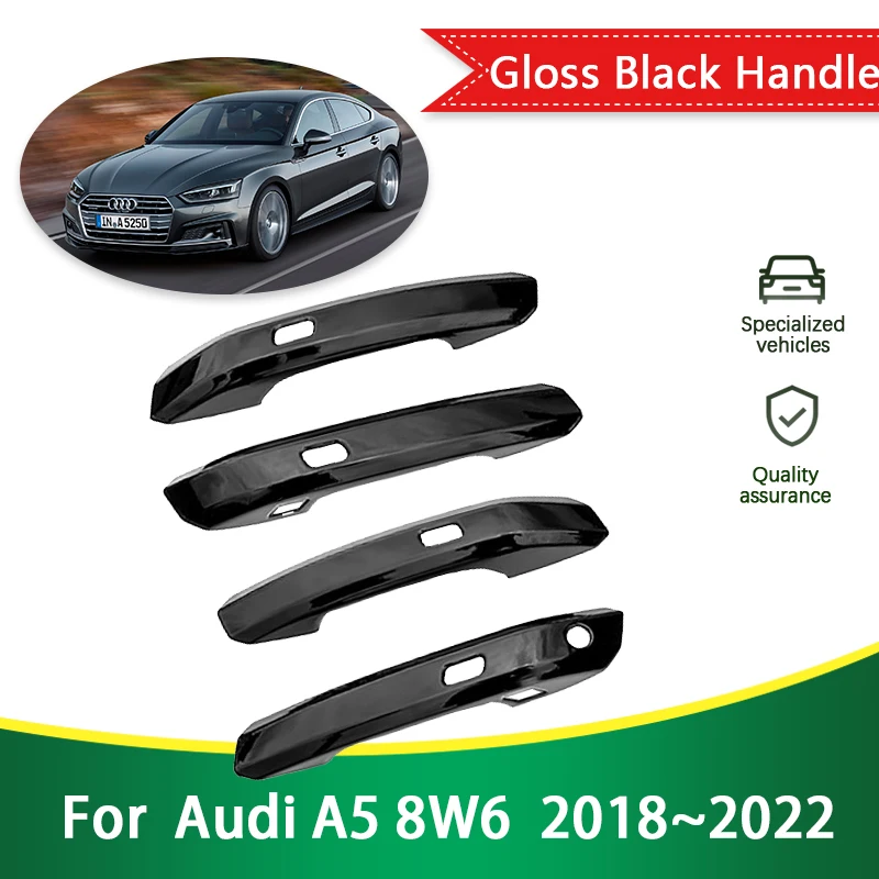 

Для Audi A5 8W6 2018 ~ 2022 глянцевая черная крышка дверной ручки креативные наклейки отделка внешние аксессуары автомобиля гаджет 2020 2021 2022