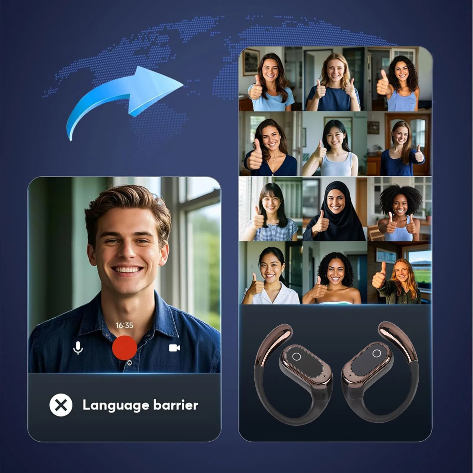 AI في الوقت الحقيقي الترجمة ياربود 164 لغة 3 في 1 سماعة لاسلكية تعمل بالبلوتوث ترجمة سماعة للسفر AI الترجمة ياربود