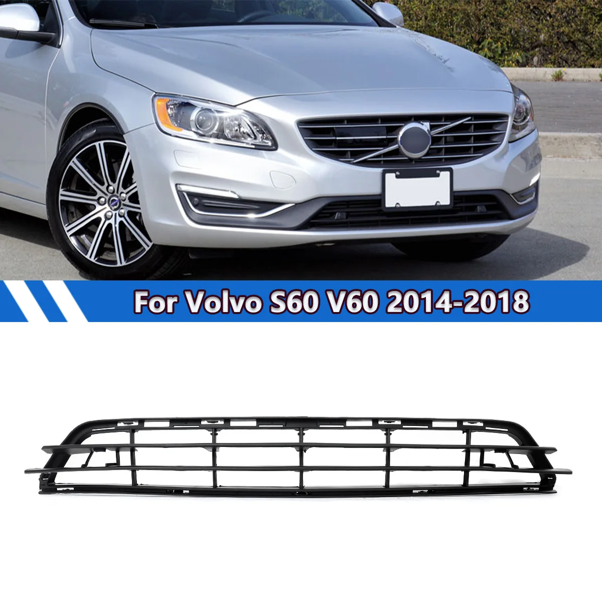 

Нижняя решетка переднего бампера с сенсорными отверстиями для Volvo S60 V60 2014 2015 2016 2017 2018, черная решетка 31323859