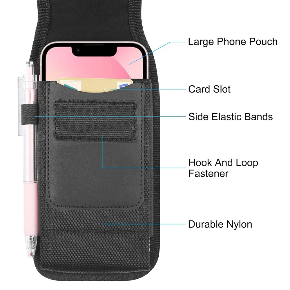 4,7-6,8 Zoll Telefon Nylon Tasche Multifunktions Handy Gürtel Clip Tragen Holster Fall Taille Tasche Für iPhone, Samsung, Smartphones – Detail 13