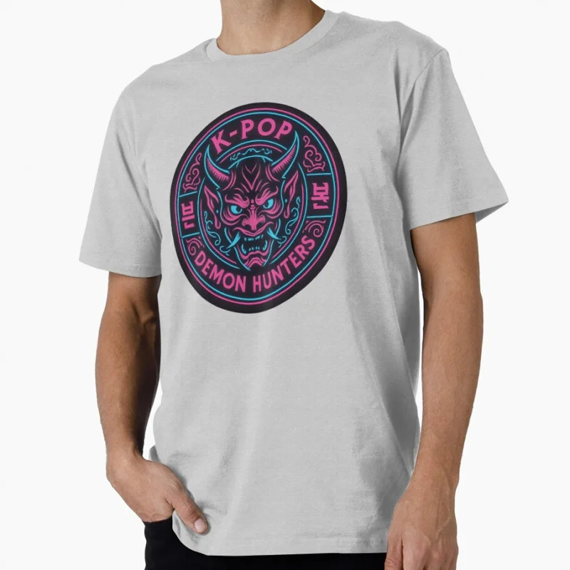 Camiseta de regalo con emblema de guardián de neón Huntrix Kpop Demon Hunters para amantes de los Anime, camisetas de talla grande, ropa Y2k con estampado gráfico de Manga