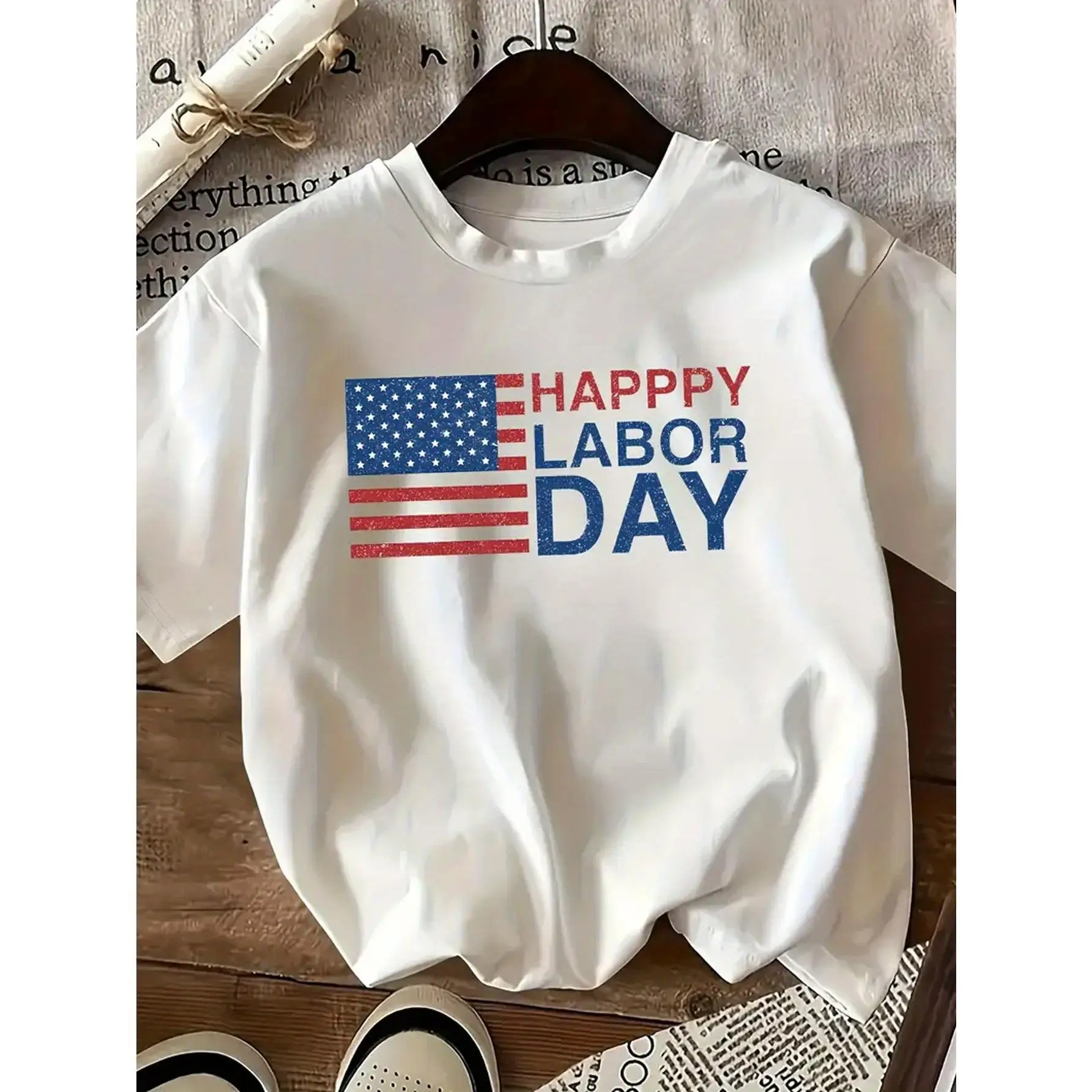

Men Women Happy Labor Day T-Shirt American Flag Print Pullover Patriotic Holiday Casual Short Sleeve Top