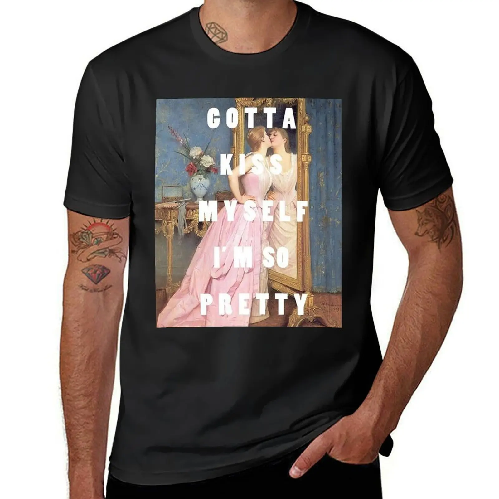 Painting of Woman Kissing herself T-Shirt tops quick-drying funny t shirts for men