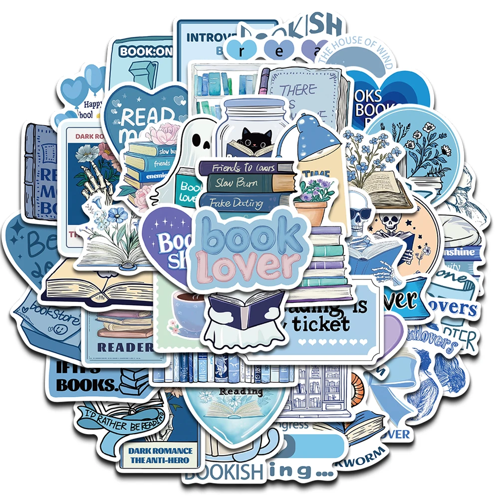 

50/250PCS Blue Bookish Ins Style Sticker Waterproof Kawaii Students School Season Gift Guitar Stationery Luggage Laptop Sticker