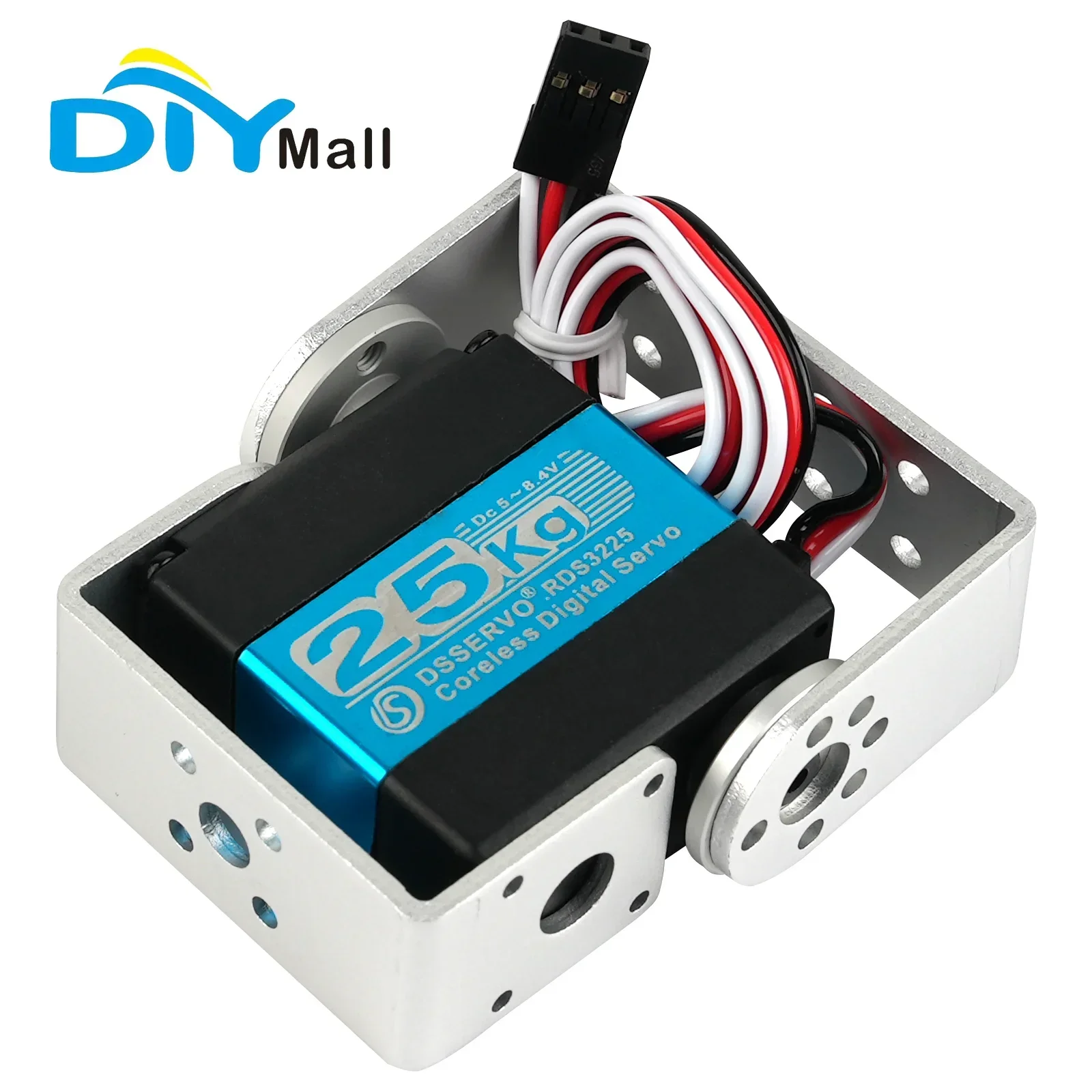 25KG 6V dual-axis digital servo RDS3225 copper gear iron core motor including bracket and 25T rocker arm