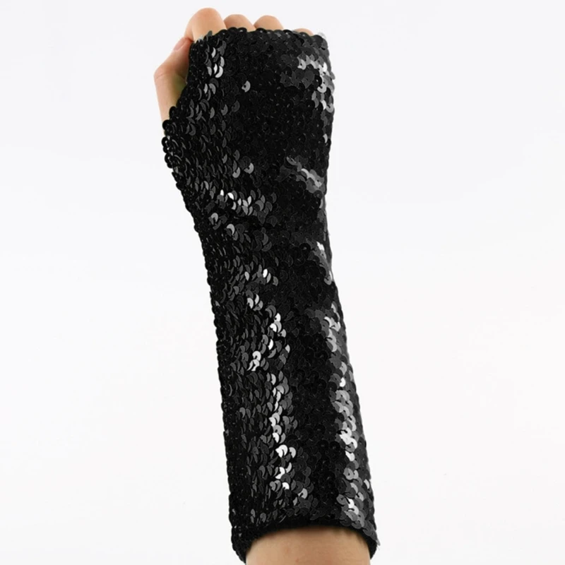 Guantes medio dedo ligeros para conducir brillantes, guantes ciclismo para mujer, sexis guantes baile con lentejuelas