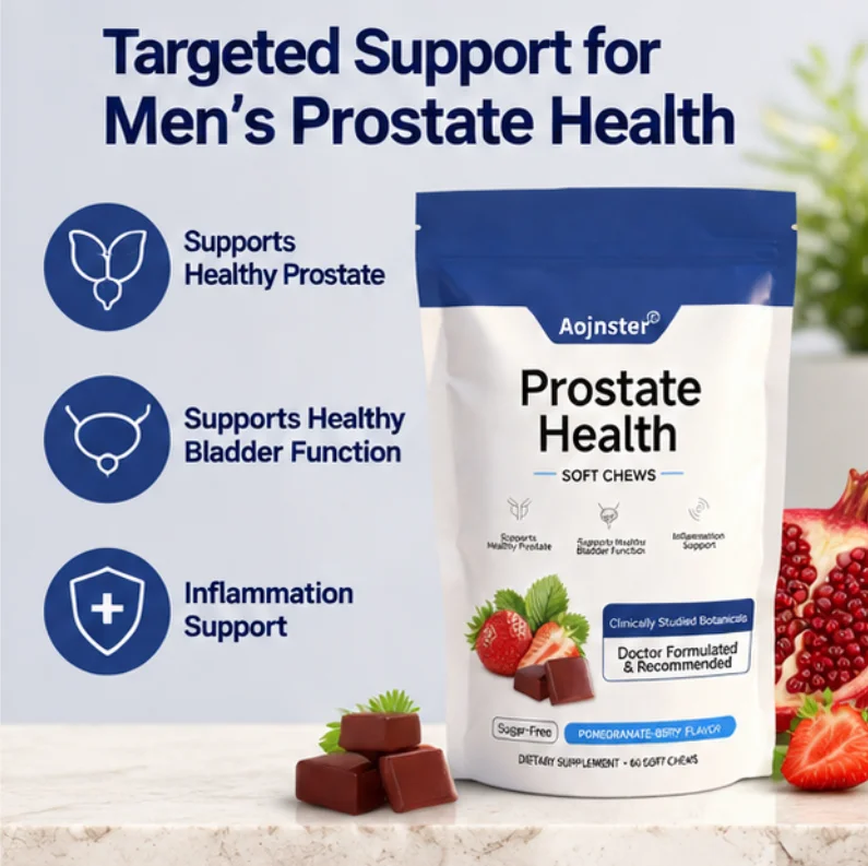 Men's Body Health Soft Chews with Clinically Studied Botanicals, Doctor Formulated, Pomegranate-Berry Flavor,  60 Count