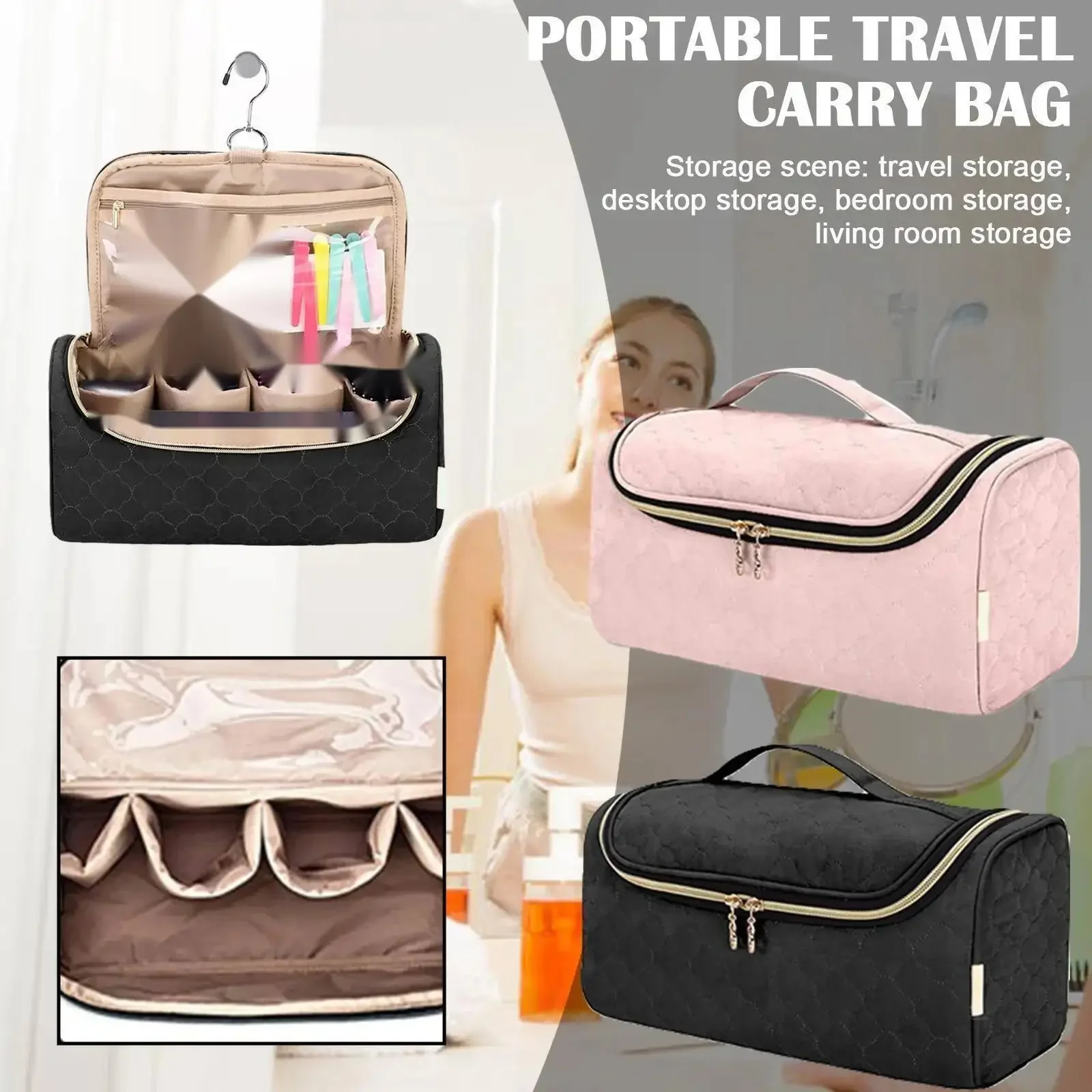 

Travel Hair Dryer Organizer Multifunctional Dustproof Travel Bag Women Curling Hair Dryer Storage Bag WaterproofCosmetic Handbag