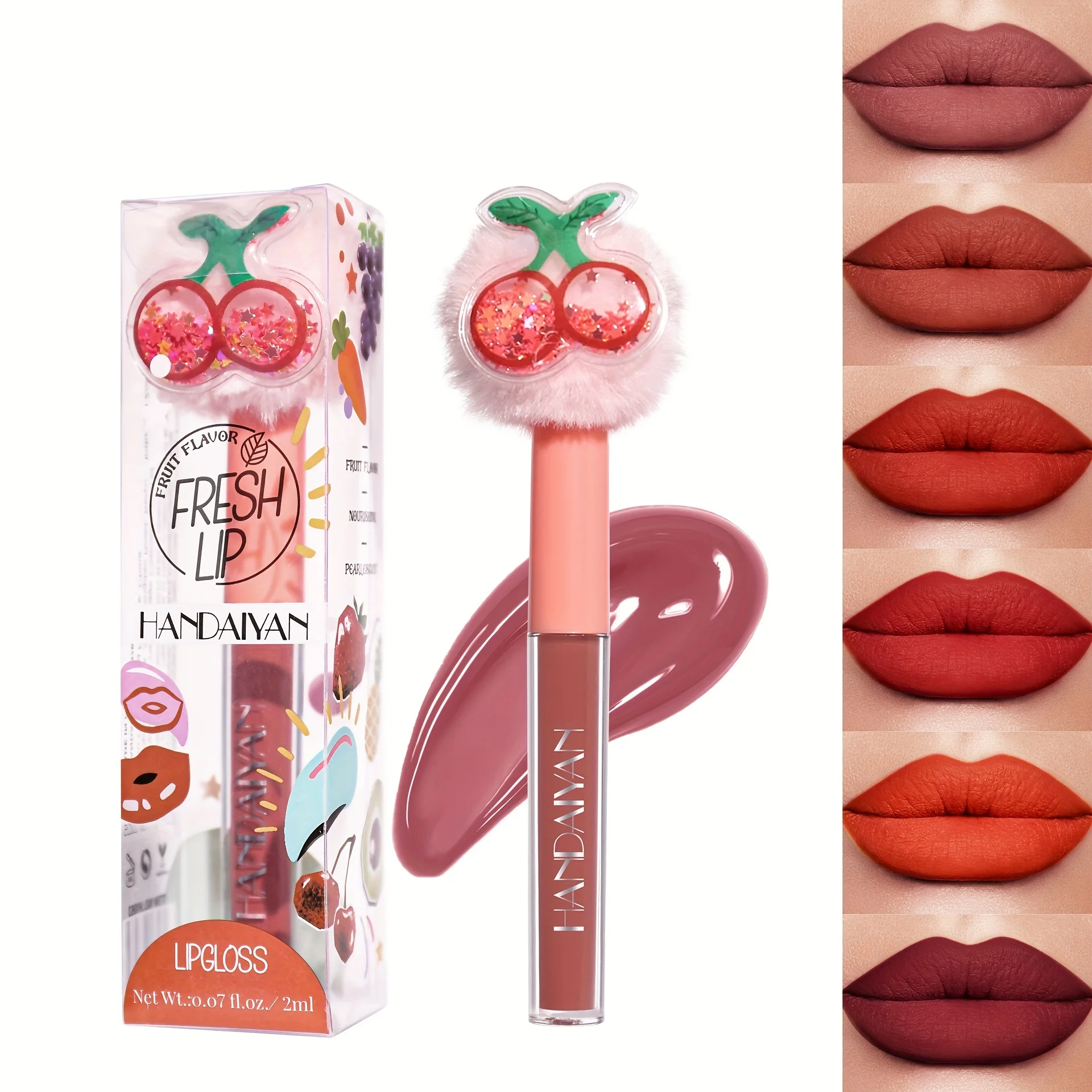 

Fruit plush head non-stick cup lipstick lip glaze matte long-lasting lip gloss