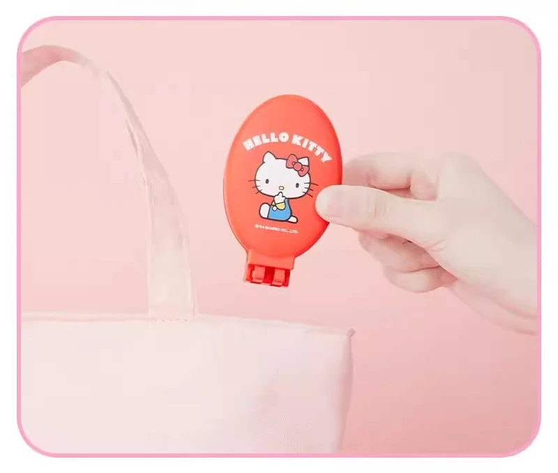 مشط مرآة محمول قابل للطي 2 في 1 من هالو كيتي، تصميم لطيف وصغير، عملي للسفر، هدية مشط مرآة للفتيات