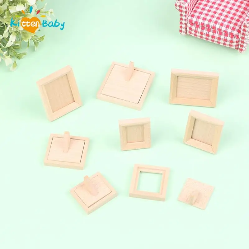 1:12 Frame Photo Dollhouse Picture Mini Miniature Wooden Furniture Vintage Frames With Rear Cover Decorative Display Diy House