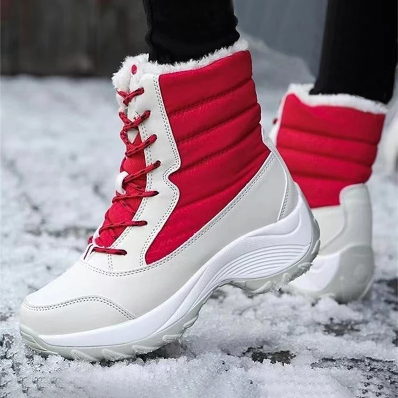 Women Boots Waterproof Heels Boots For Winter 2023 Tren Platform Ankle Boots Keep Warm Snow Shoes Plush Outdoor Short Boots