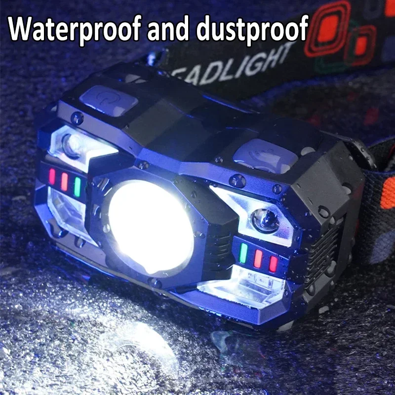 IR Motion Sensor LED Headlamp USB Rechargeable Headlight Waterproof Head Lamp Super Bright Head Flashlight with Battery