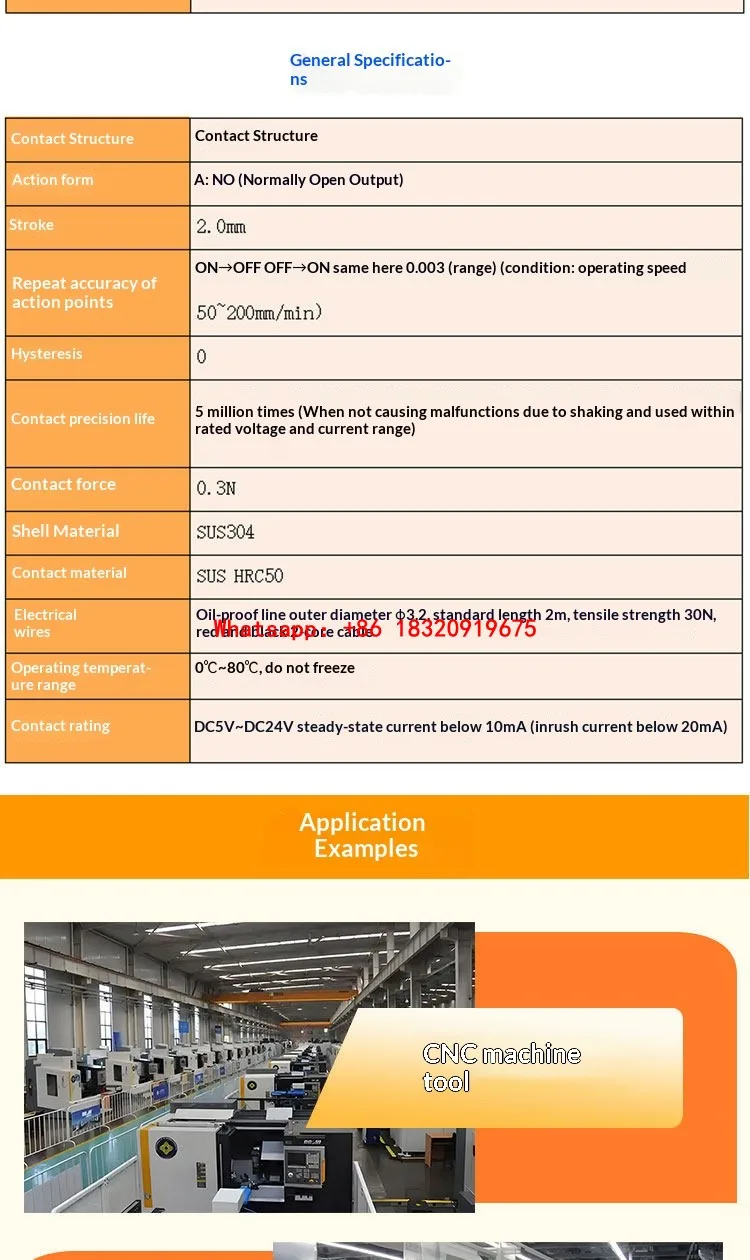 Cyclmotion CNC The CSM65A-0.3N plunger-type tool setter sensor contact miniature limit switch can replace Medelong.
