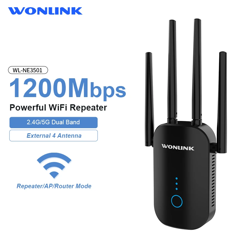 Wonlink 1200Mbps WiFi Repeater Dual Band 2.4G/5GHz long Wireless WiFi Signal Booster Extender Amplifier Router/AP For home