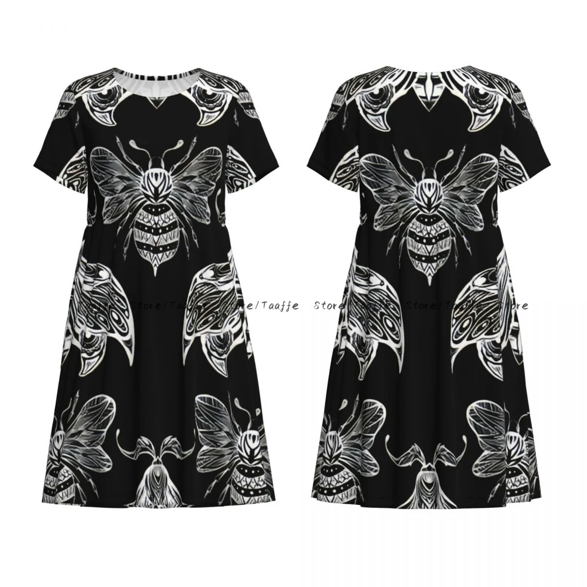 Abito casual elegante da donna Boho Bee And Moth maniche corte Abiti larghi Vacanza del fine settimana