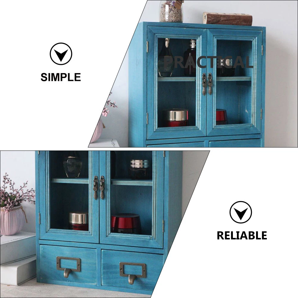 

1Pcs Wooden Storage Cabinet for Cosmetics Jewelry Organizer Multi-Deck Drawer Design Desktop Sundries Storage Box Holder