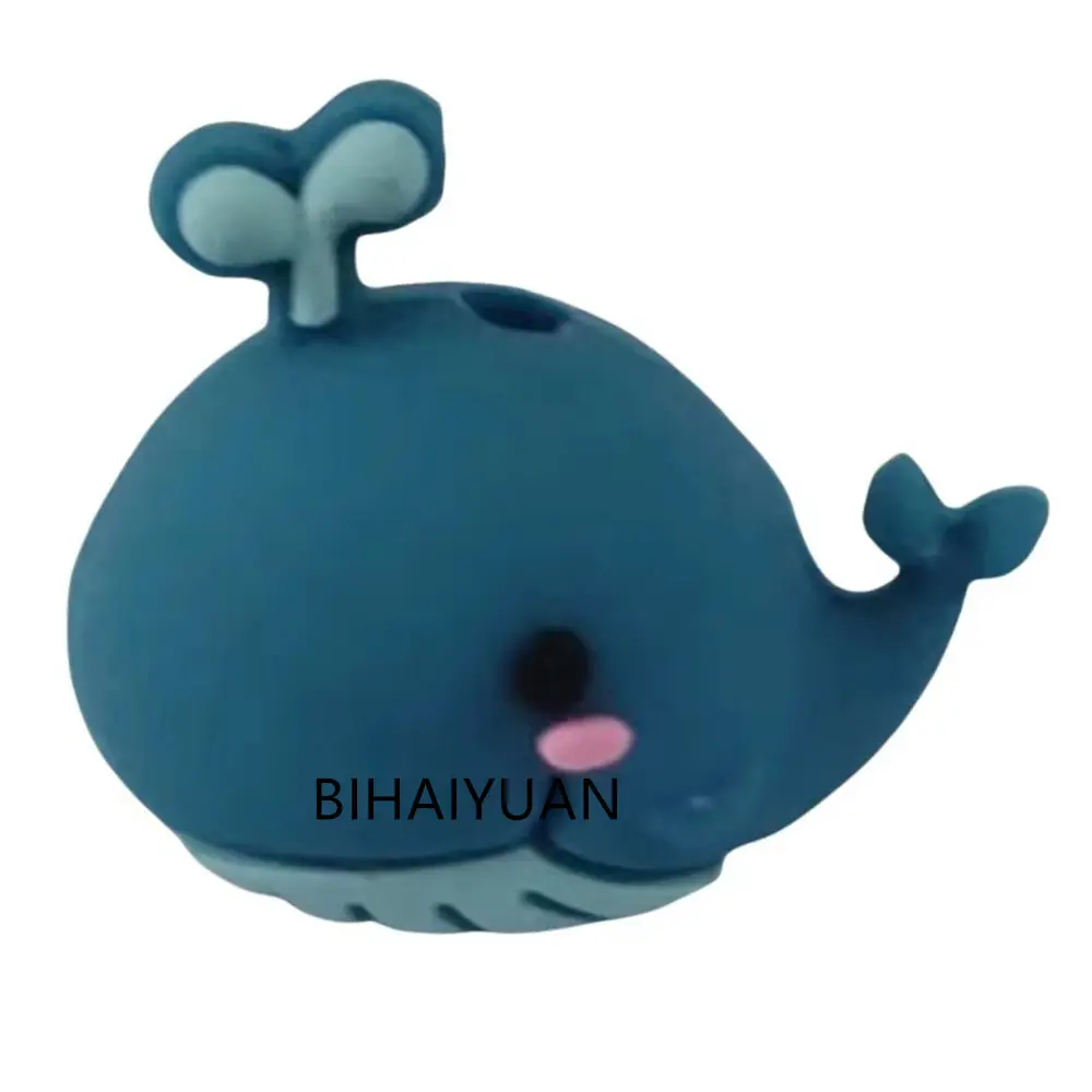 5pcs cute whale 3D focal Silicone beads Teether Jewelry Beads Food Grade For pen Pacifier Chain