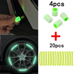 Pegatinas reflectantes para rueda de coche, tapas de válvulas luminosas, fluorescentes, estilo de rueda de bicicleta y motocicleta, accesorios universales para cubo de neumático