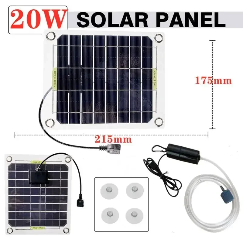 Water Pumps 20W Outdoor Monocrystalline Silicon Portable Solar Aquarium Air Pump Fish Tank Oxygen pump Solars Panel Garden Decor