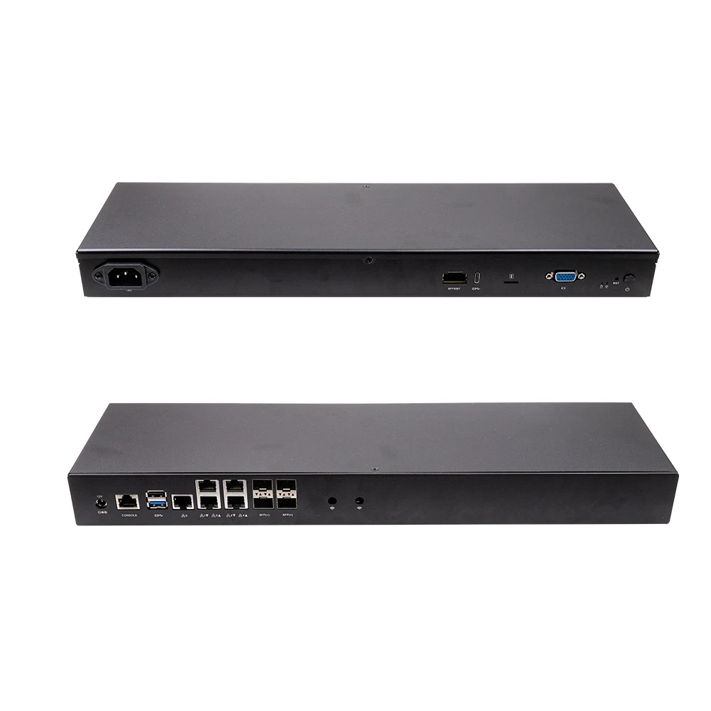 Qotom 1u Rack Chassis Mini Pc 5*2.5G Lan 4 Sfp + Atoom C3808 C3758 C3758r Pfense Mini Pc Server