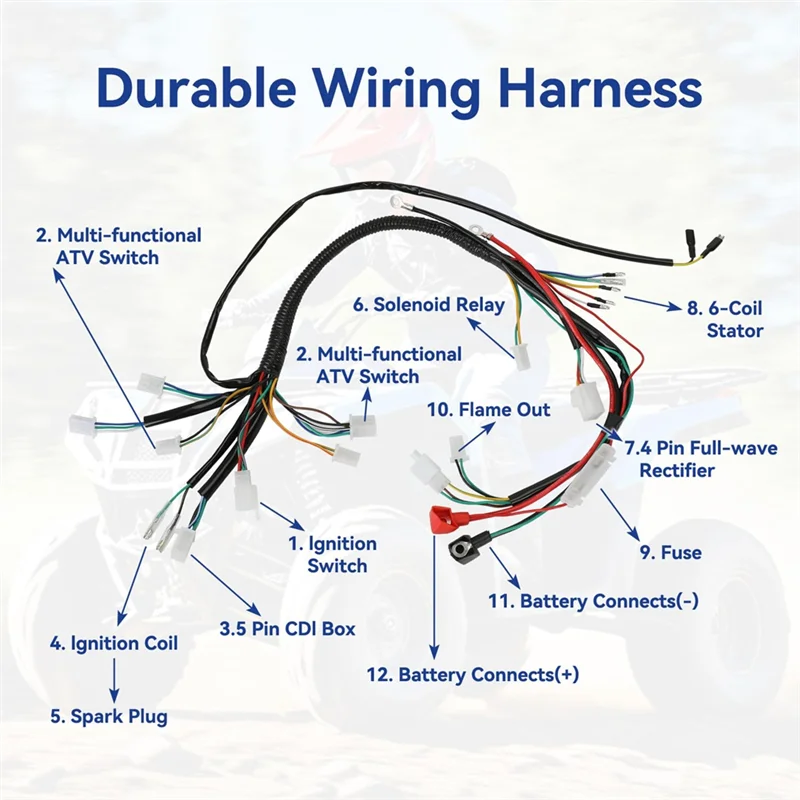 AB61-Wiring Harness Kit For Tao For Tao Coolster 125Cc 110Cc Chinese ATV Quad 4 Wheeler 4 Stroke Motorcycle Parts