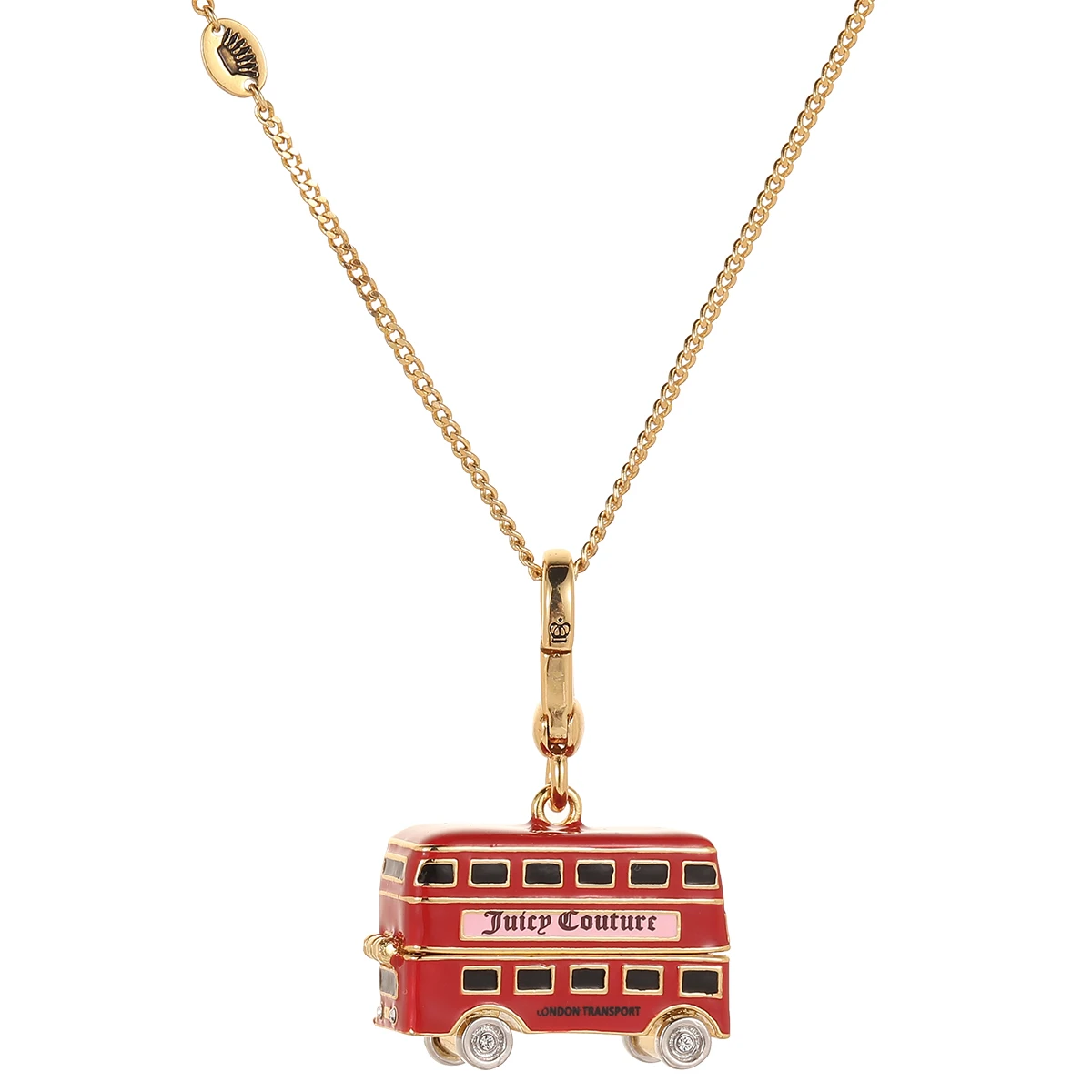 Light luxury niche enamel glaze can open the red car pendant necklace fashion bus puppy key chain jewelry.