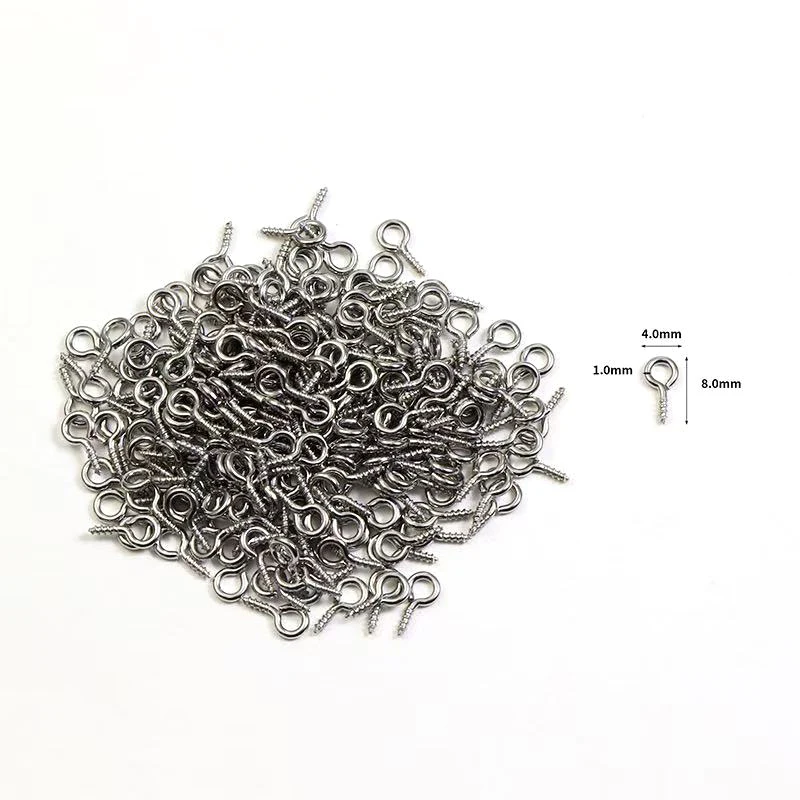 100 Stück Edelstahl Augen Nagelschraube Winzige Mini-Augennadeln Haken Ösen für Perlen Charms Anhänger DIY Schmuck Halskette Erkenntnisse – Detail 4