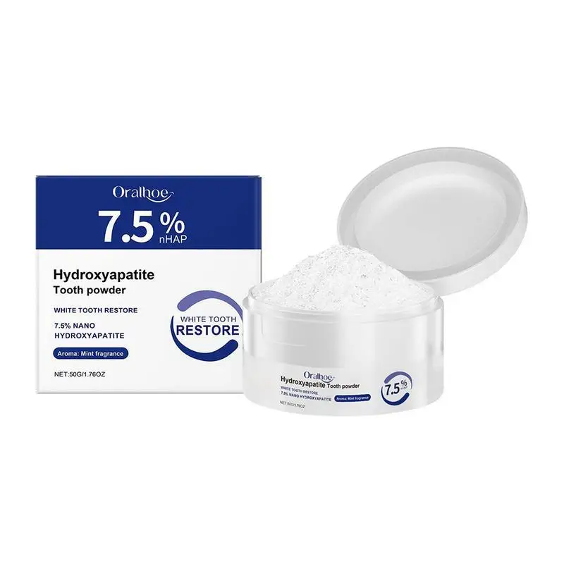 Polvo Blanqueador Dental Oralhoe de 50g Sin Flúor, Limpieza Profunda, Elimina Manchas Amarillas, Repara el Esmalte, Refr