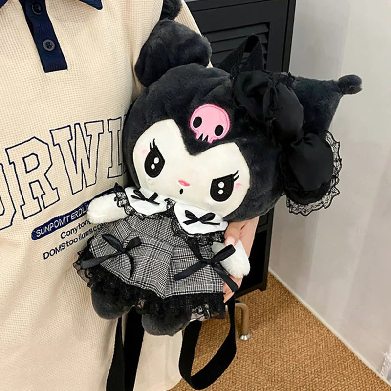 Plushie Sanrio Plush Backpack Kuromi My Melody Shoulder Bag Large Capacity Kawaii Lolita Plush Stuffed Animal Doll Kids Toy Gift