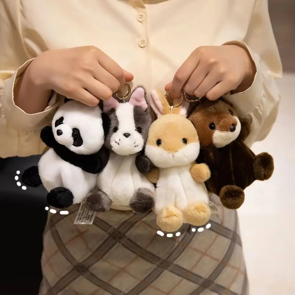 

Cute Pet Series Mini Panda Doll Keychain Stuffed Animals Fawn Turtle Plush Pendant Otter Bag Pendant Horse Plush Keyring