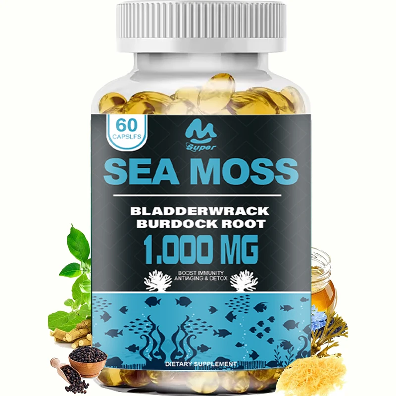 

Sea Moss Capsules Irish Sea Moss Advanced with Burdock Root, Bladderwrack & Muira Puama for Immunity, Gut, & Energy - Superfood