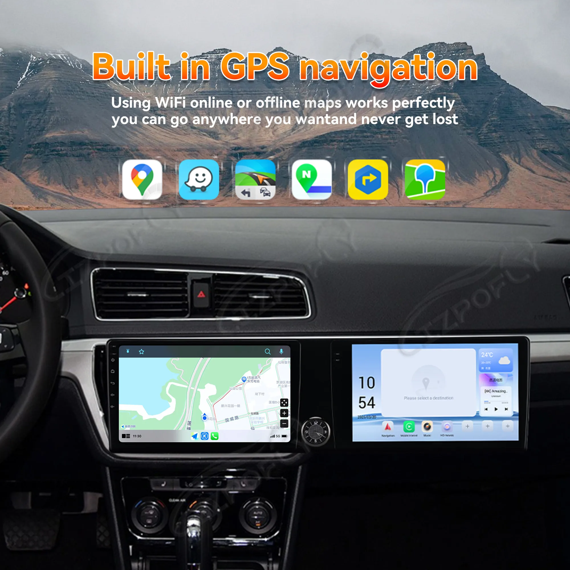 Dual 10.1 Inch Android 13 CarPlay Car Radio For Volkswagen Lavida 2019-2023 Touch Screen Multimedia Player GPS Navigation 4G WIF