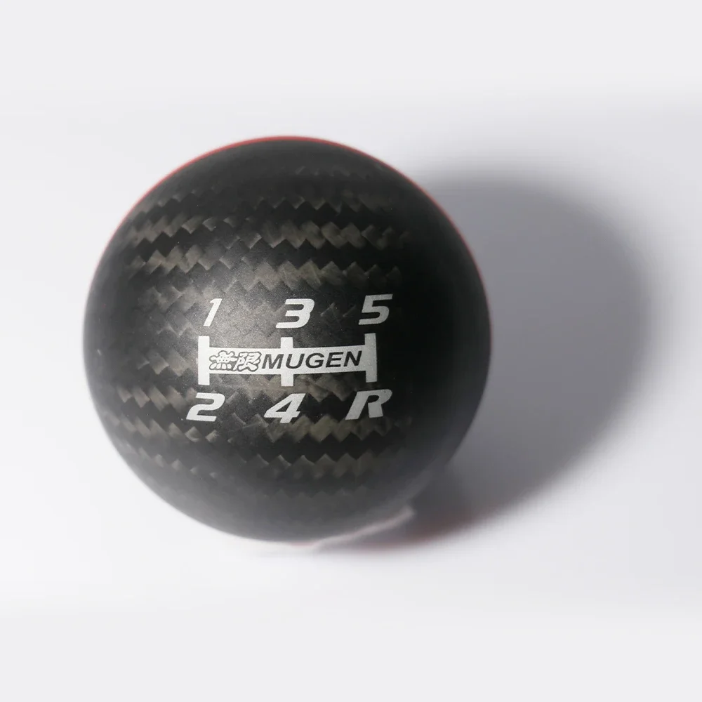 MUGEN 5/6 Speed Black Carbon Fiber Gear Shift Knob Racing Manual Shifter Lever Head for honda civic fit s2000