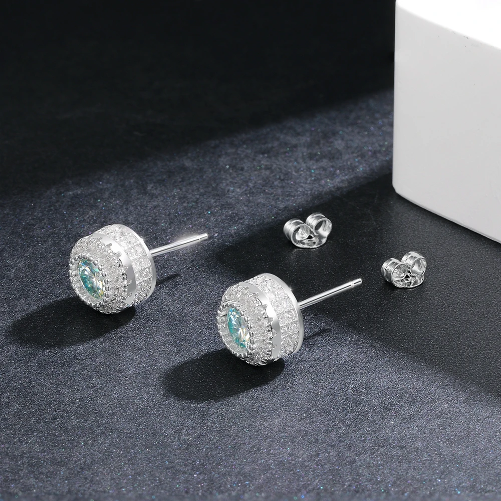 PuBang Fine Jewelry Real 925 Sterling Silver GRA Moissanite Diamond Luxury Stud Earrings for Women Men Engagement Gift Wholesale