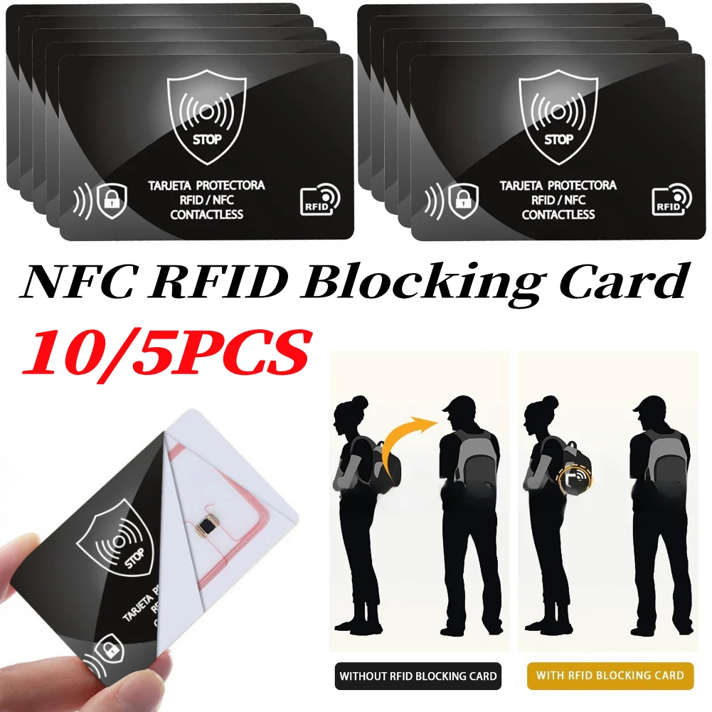 

5/10 шт. RFID-блокирующая карта, одна карта защищает весь кошелек NFC дебетовая кредитная карта, защита для паспорта, карта блокировки сигнала NFC