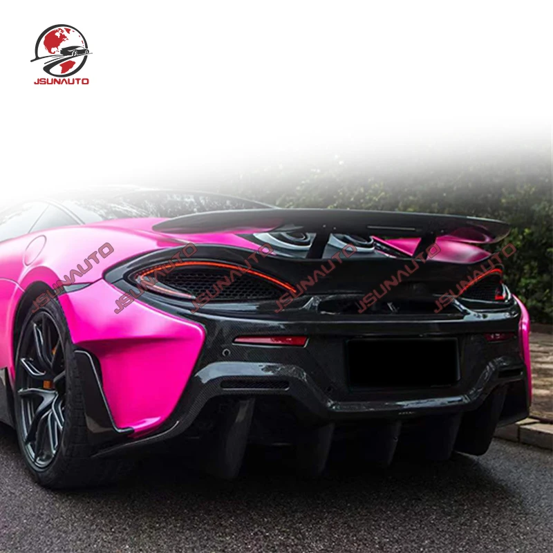 600LT Style Carbon Fiber Rear Bumper For Mclaren 540c 570s Body Kit Bumper With Exhaust Pipes For Mclaren 570s 2015+