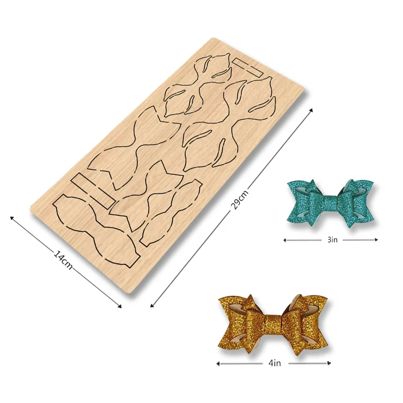 

SIZZIXDIES 1 шт., 3-дюймовая и 4-дюймовая 3-слойная заколка для волос с бантиком, деревянные режущие штампы, подходящие для большинства машин