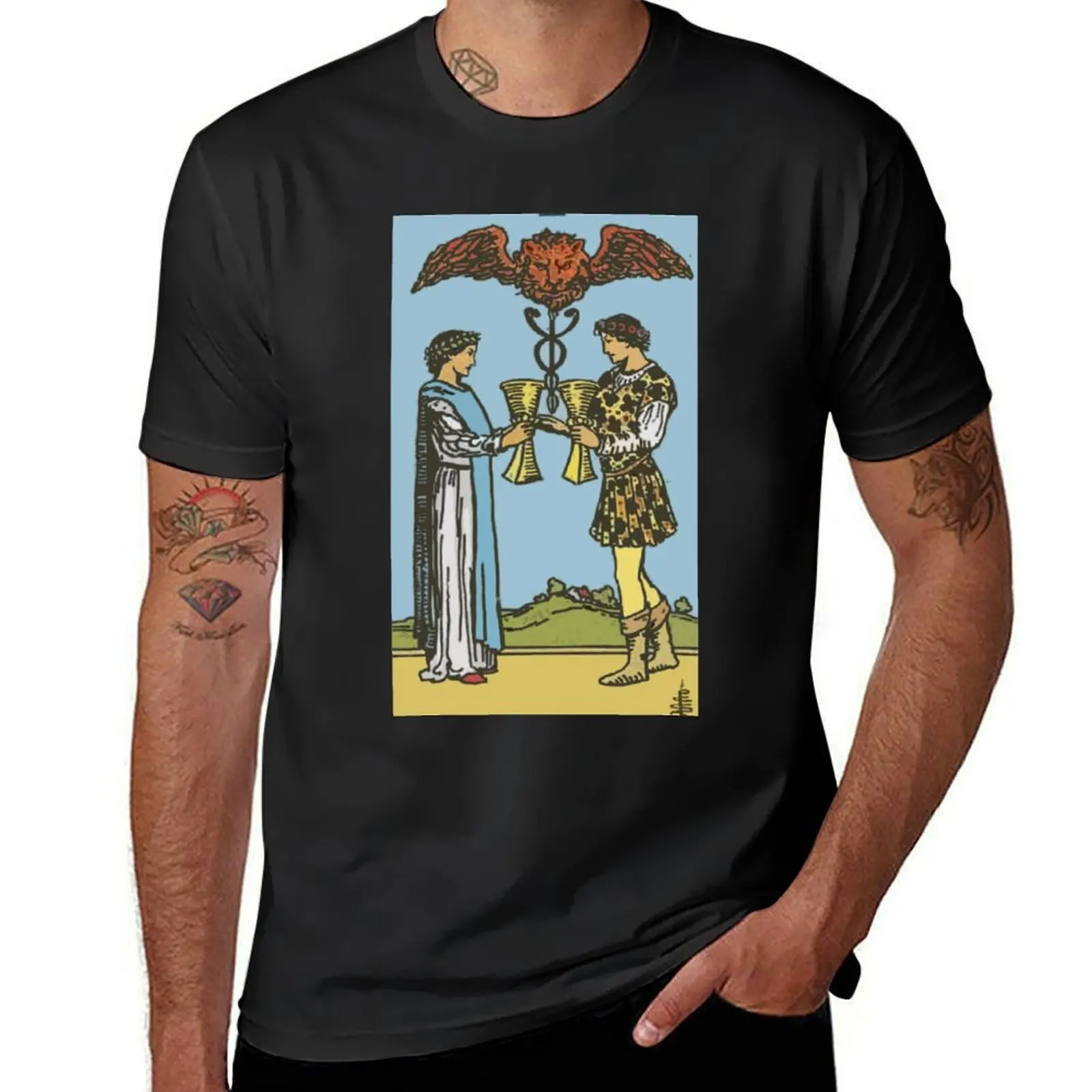 Two of Cups Tarot Card Rider Waite Classic T-Shirt Short sleeve tee summer clothes mens graphic t-shirts