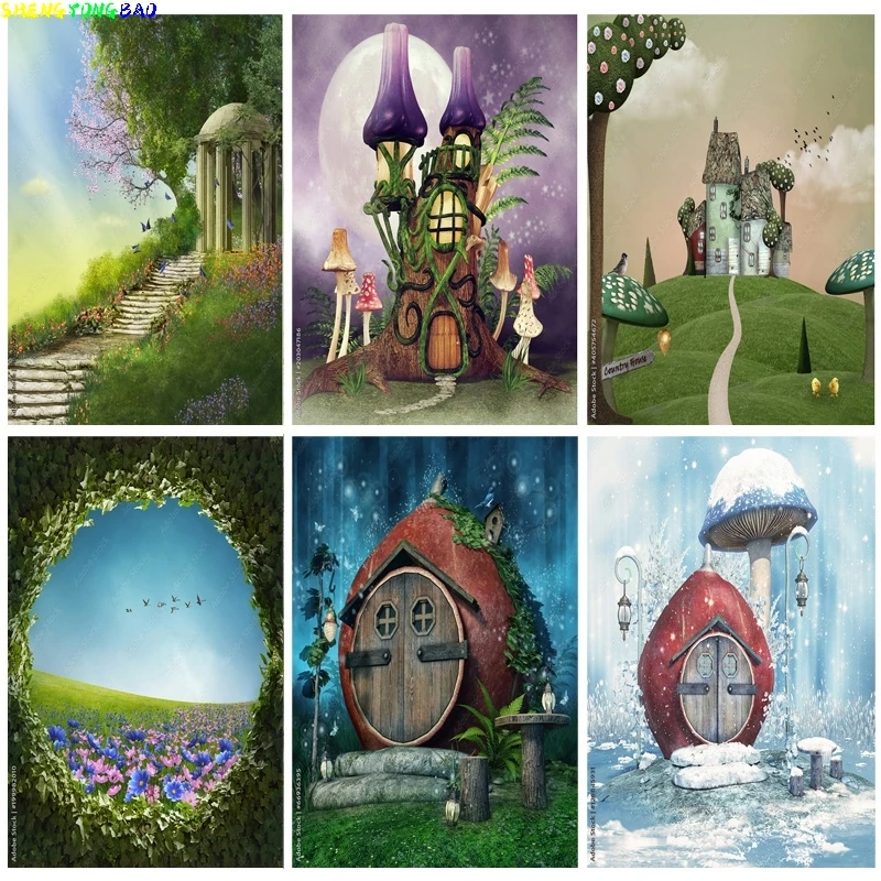 

Children Birthday Custom Dream Background Forest Castle Fairy Tale Baby Photography Backdrops Prop Photo Background TH-05